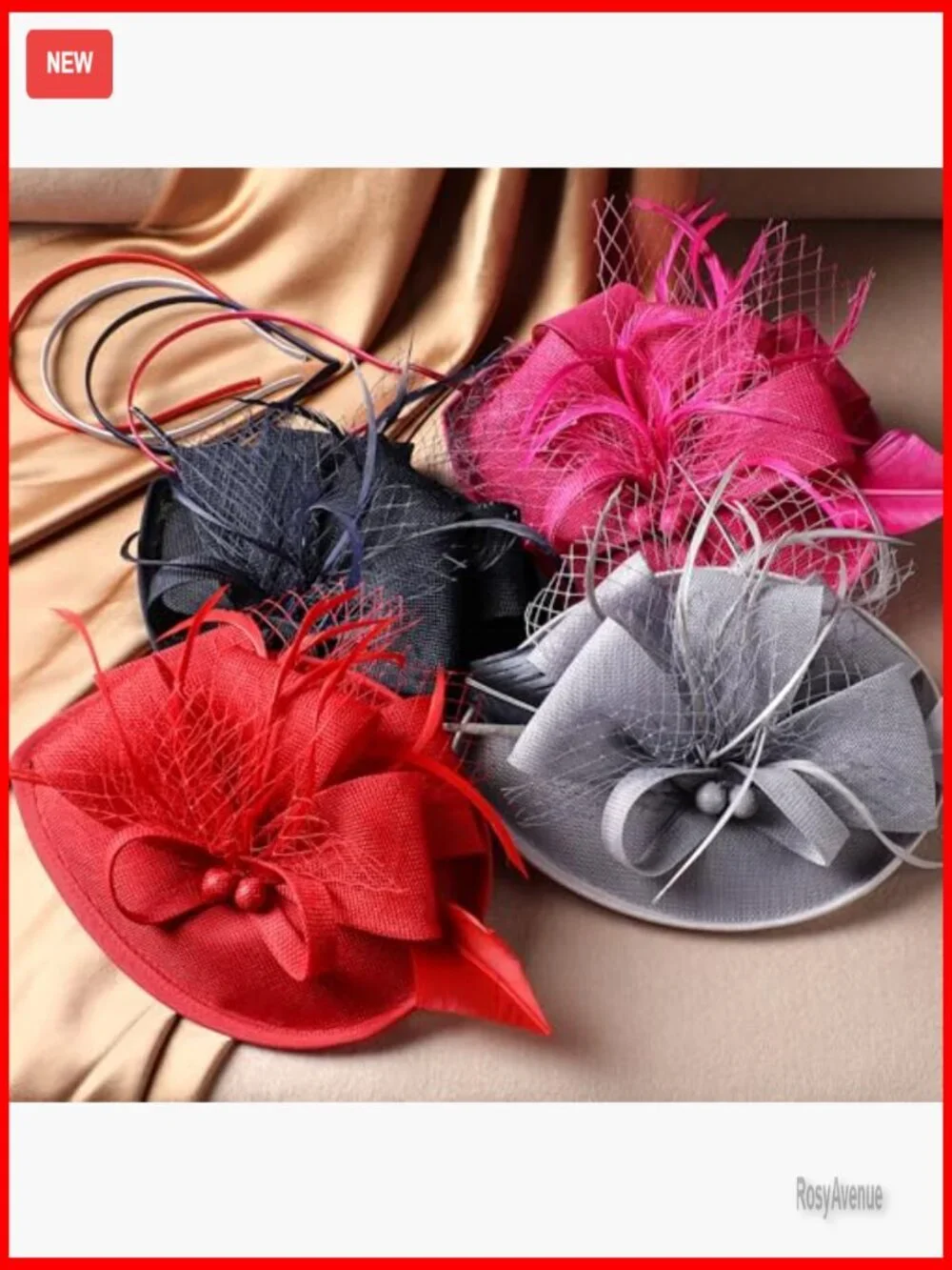 Adjustable Derby Fascinator Hat with Feathers for Tea Parties & Events